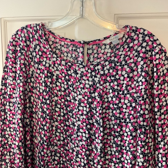 Boden Aurelia Tunic Top Pink Spotty Dot Relaxed Fit 3/4 Sleeve US Size 12R 12 - Picture 3 of 8